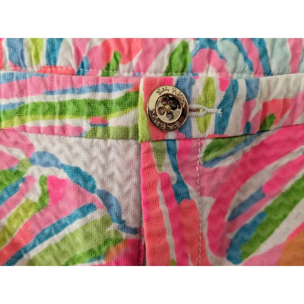 Lilly Pulitzer Sz 10 ADIE Bold Shellebrate Pink Print Shorts - Picture 2 of 8